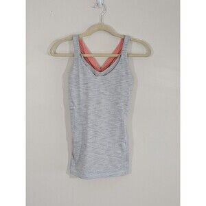 Lululemon Stash N Run Tank Heathered Gray Light Coral Medium Support  Size 8